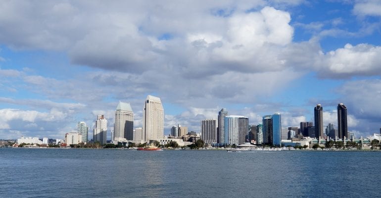 San Diego skyline from the waterfront.