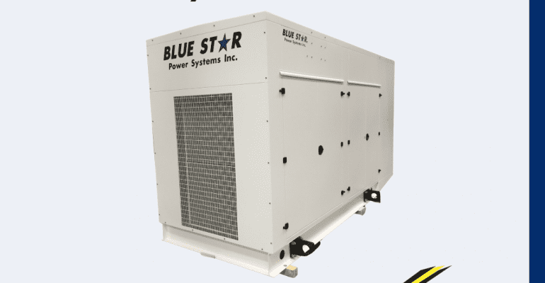 Blue Star Power Systems, Inc. generator unit and logo.