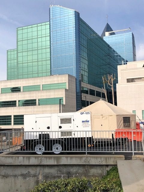 Duthie Power rental generator at a hospital for emergency backup power.