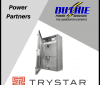 Manual transfer switch made by Trystar with Duthie Power logo and phrase Power Partners.